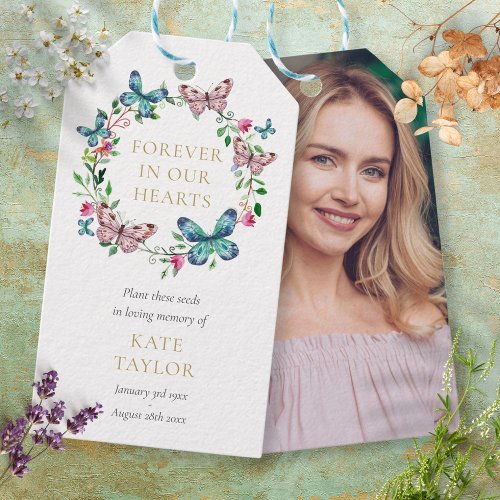 Butterfly Funeral Memorial Seed Packet Photo Gift Tags