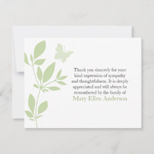 Butterfly Funeral Note Card Flat Bereavement Note