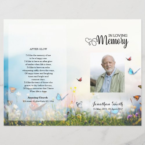 Butterfly Funeral Program template