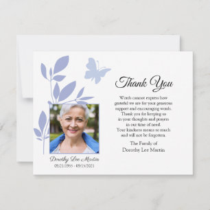 Butterfly Funeral Thank You Photo Note Card