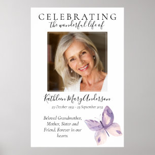 Butterfly Funeral Welcome Sign Poster