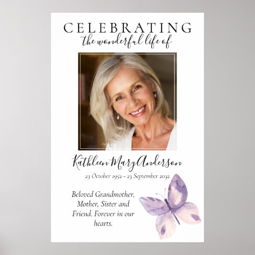 Butterfly Funeral Welcome Sign Poster