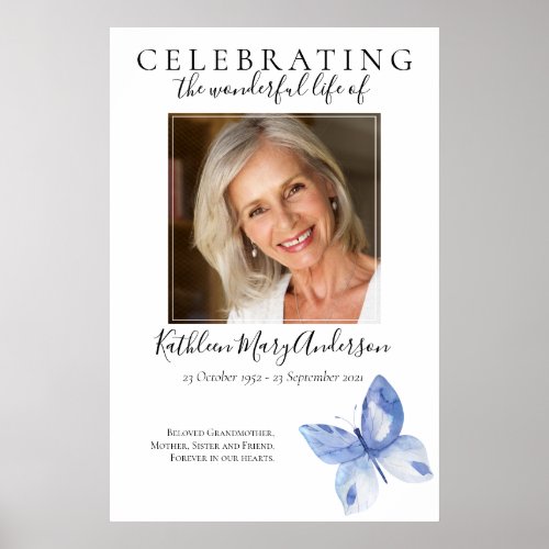 Butterfly Funeral Welcome Sign Poster
