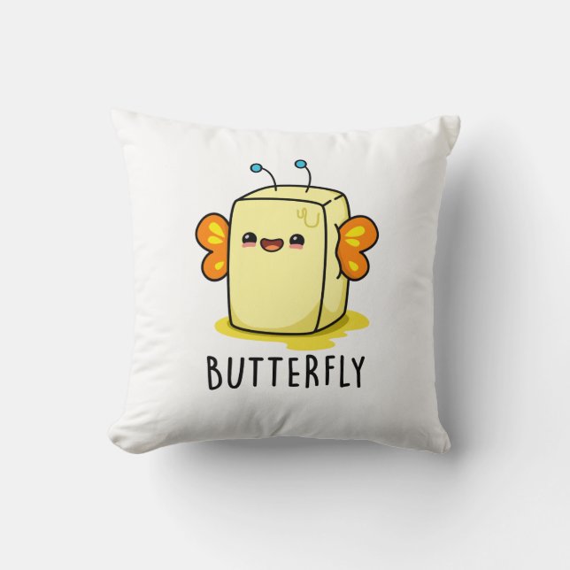 Butterfly Funny Butter With Wings Pun  Throw Pillow (Front)