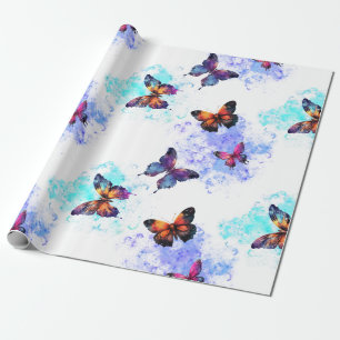 Butterfly galaxy white wrapping paper
