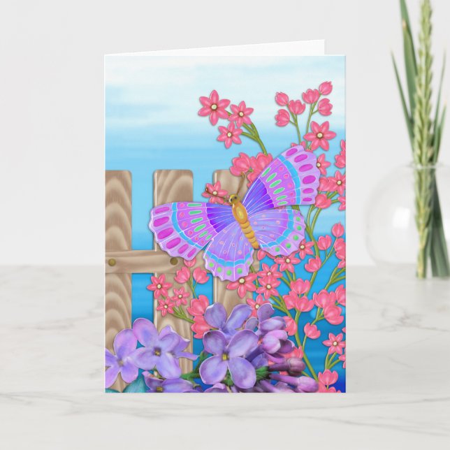Butterfly Garden 3D Whimsey BLANK Stationary Note Card (Front)