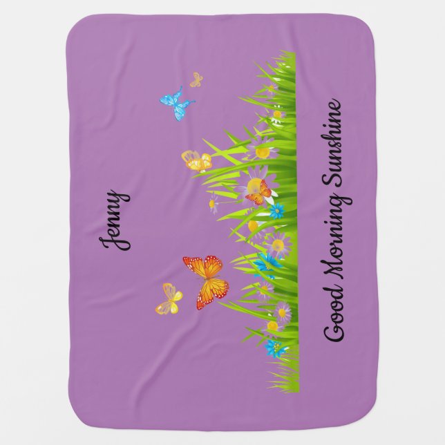 Butterfly Garden Baby Blanket (Front)