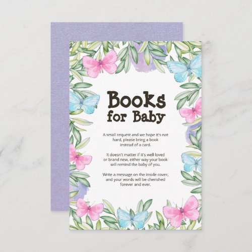 Butterfly Garden Baby Book Request Enclosure Card