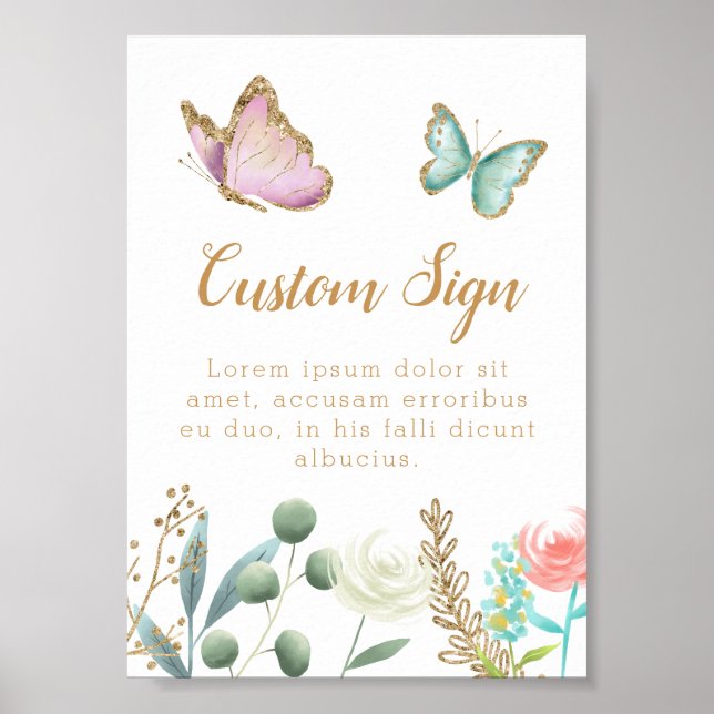Butterfly Garden Baby Shower Custom Sign (Front)