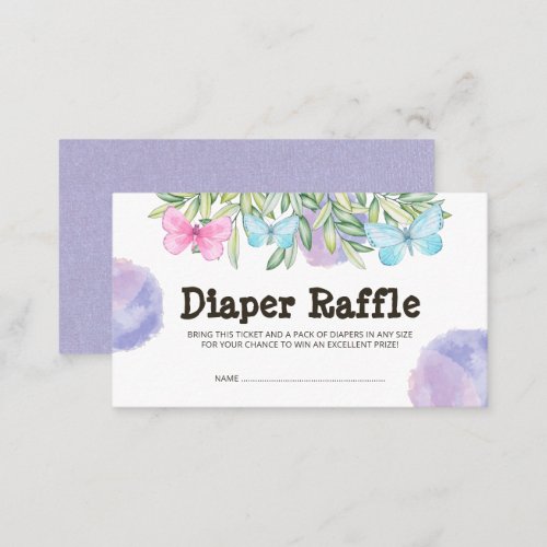 Butterfly Garden Baby Shower Diaper Raffle Ticket