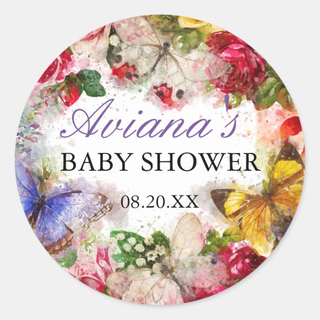 Butterfly Garden Baby Shower Envelope Seal (Front)
