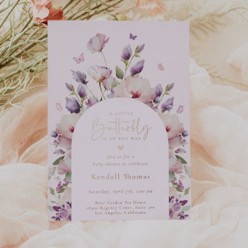 Butterfly Garden Baby Shower Foil Invitation