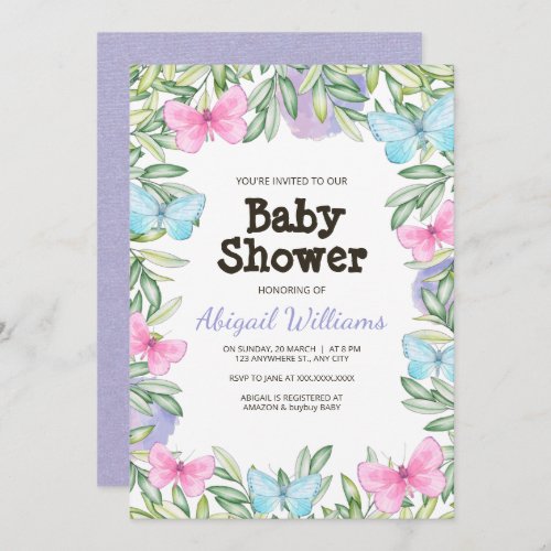 Butterfly Garden Baby Shower Invitation