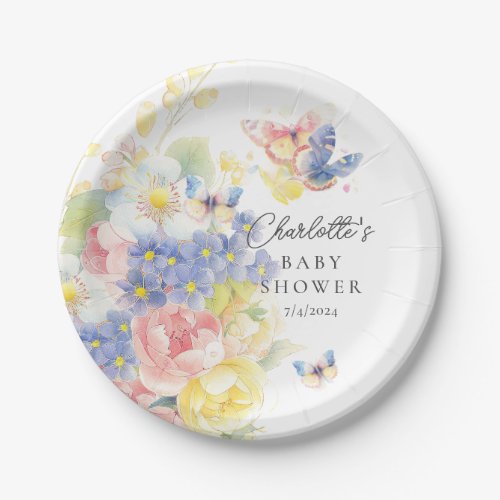 Butterfly Garden Baby Shower Paper Plates