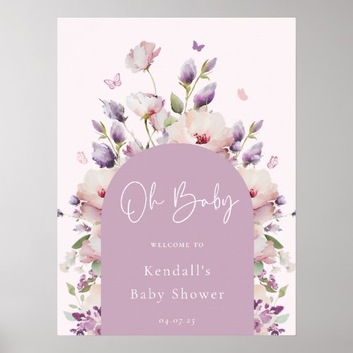 Butterfly Garden Baby Shower Welcome Poster