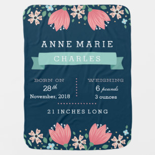 Butterfly Garden Birth Announcement Baby Blanket