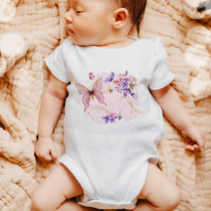 Butterfly Garden Birthday Floral Pink Shirt Girl