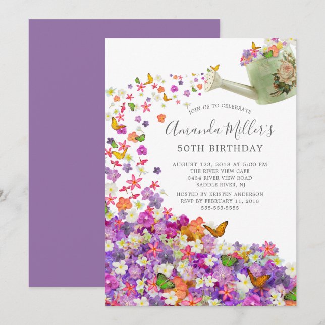 Butterfly Garden Birthday Party Invitation (Front/Back)