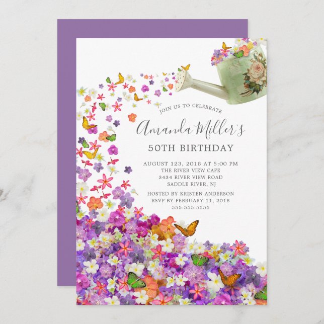 Butterfly Garden Birthday Party Invitation (Front/Back)