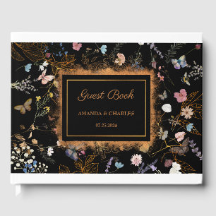 Butterfly Garden Black Wedding Guest Book