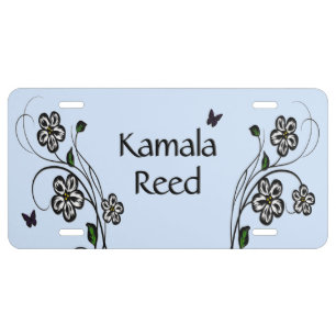 Butterfly Garden Blue License Plate