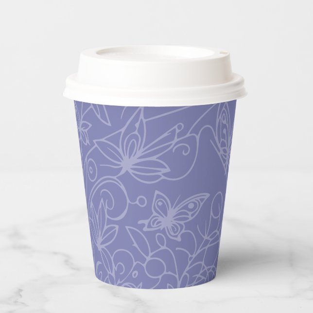 Butterfly Garden Blue Paper Cups (Front)