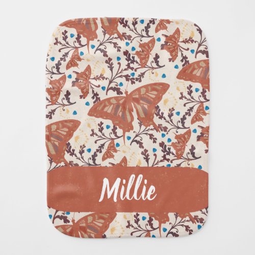 Butterfly Garden boho _ whimsical baby essentials  Baby Burp Cloth