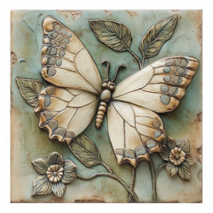 Butterfly Garden Botanical Faux Relief Acrylic Print