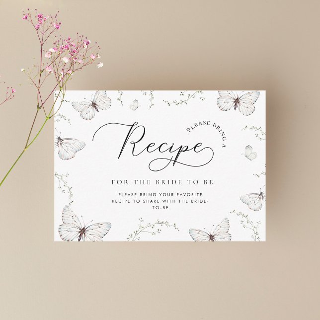 Butterfly Garden Bridal Shower Recipe Request Enclosure Card (Creator Uploaded)