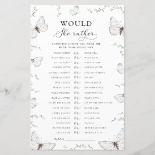 Butterfly Garden Bridal Would She Rather Game