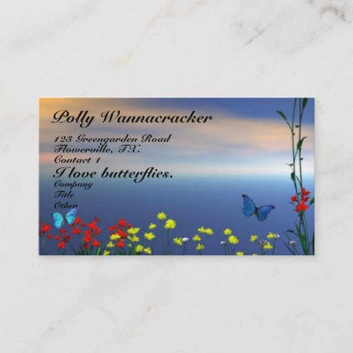 Customizable Butterfly Garden Business Card