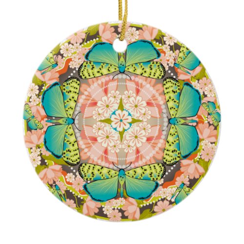 Butterfly Garden Ceramic Ornament