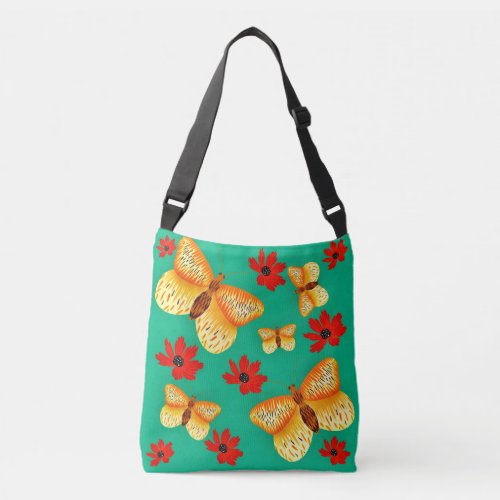 Butterfly Garden Crossbody Tote Bag