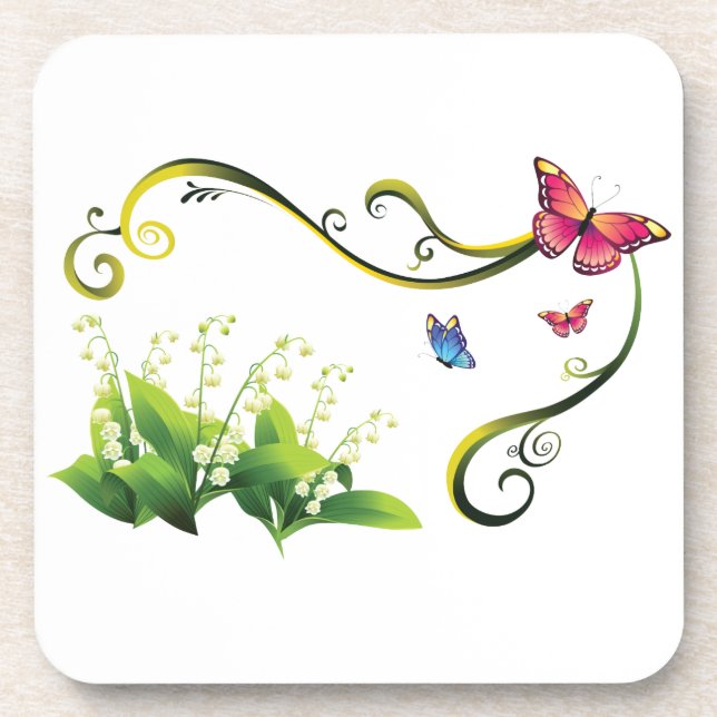 Butterfly Garden Drink Coaster (Front)