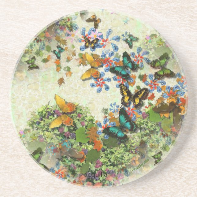 BUTTERFLY GARDEN Drinks Coaster (Front)
