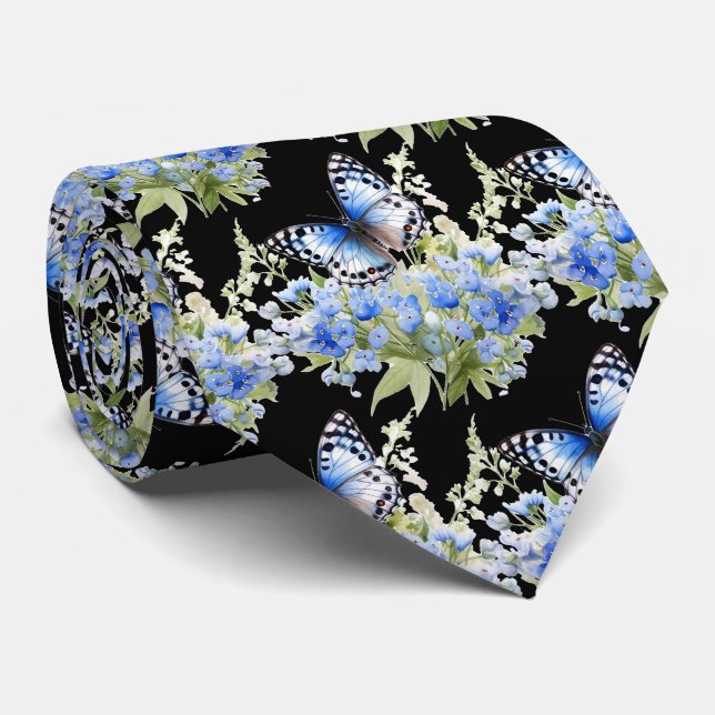 Butterfly Garden Elegant Pattern Neck Tie (Rolled)