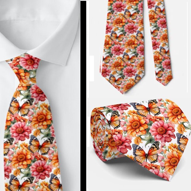 Butterfly Garden Elegant Pattern Neck Tie (Creator Uploaded)