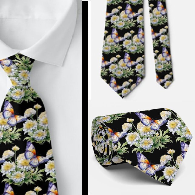 Butterfly Garden Elegant Pattern Neck Tie (Creator Uploaded)