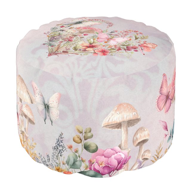 Butterfly Garden Fairytale  Pouf (Angled Front)