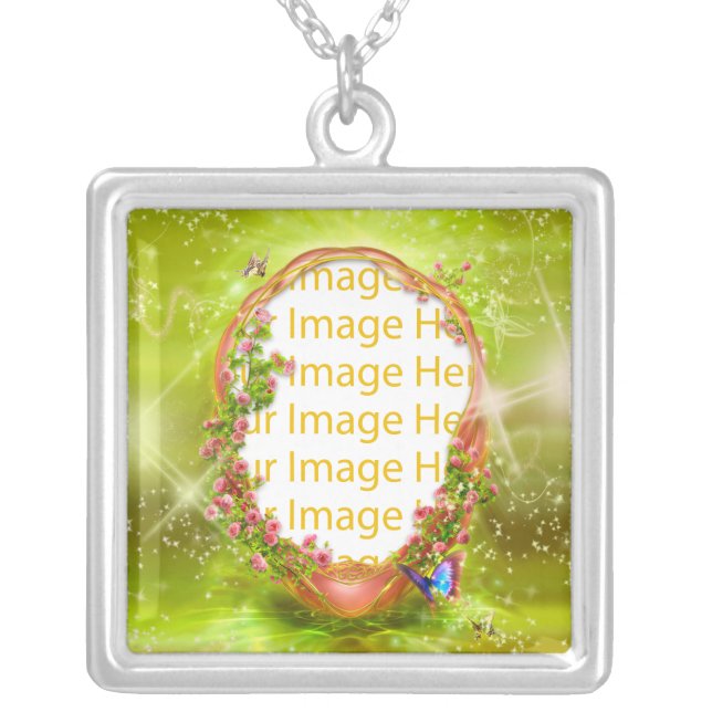 Butterfly Garden Fantasy Photo Frame Necklace (Front)