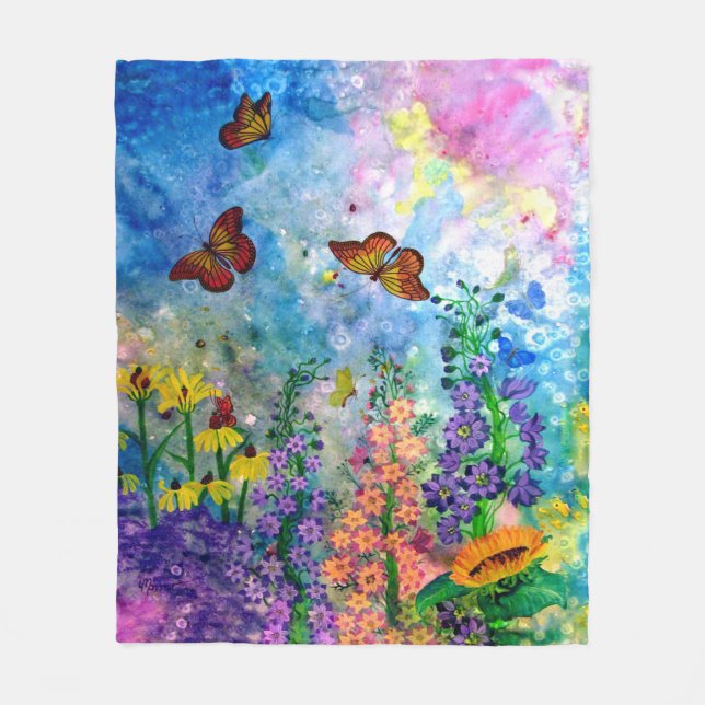Butterfly Garden Fleece Blanket (Front)