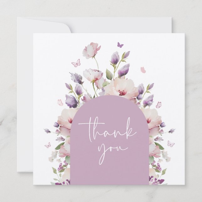 Butterfly Garden Floral Baby Shower Thank You (Front)