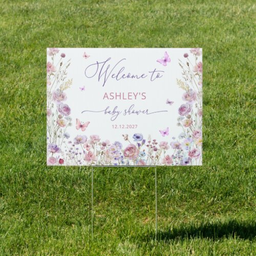 Butterfly Garden Floral Baby Shower Welcome Sign
