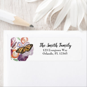 Butterfly Garden Flower Painting Label