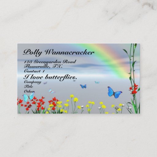 Customizable Butterfly Garden Flowers Business Card