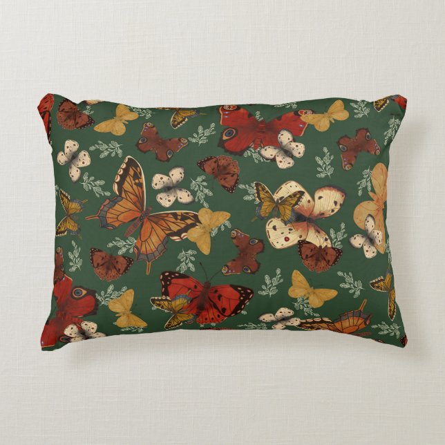 Butterfly Garden Fresh Green Pattern  Accent Pillow (Front)