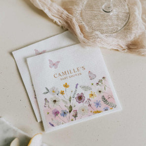 Butterfly Garden Girl Baby Shower Napkins