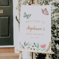 Butterfly Garden Girl Baby Shower Welcome Sign