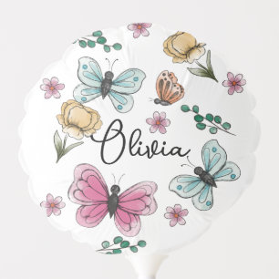 Butterfly Garden Girl Birthday Balloon