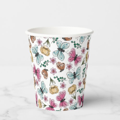 Butterfly Garden Girl Birthday Paper Cups